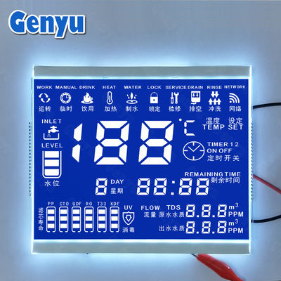 Un buen precio. Panel de pantalla LCD personalizado de 8 pulgadas segmentado azul HTN para dispensador de agua en línea