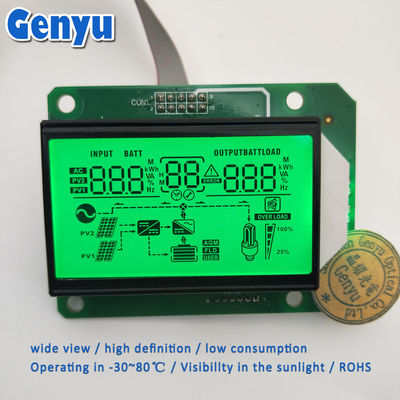 Un buen precio. 5.0V Display LCD de segmento personalizado HTN Con luz de fondo verde positiva Display LCD de inversor en línea