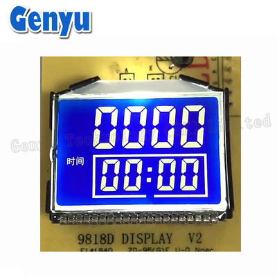 Un buen precio. Pantalla LCD segmentada STN personalizada de fondo azul con dígitos blancos para la máquina de mezclas en línea